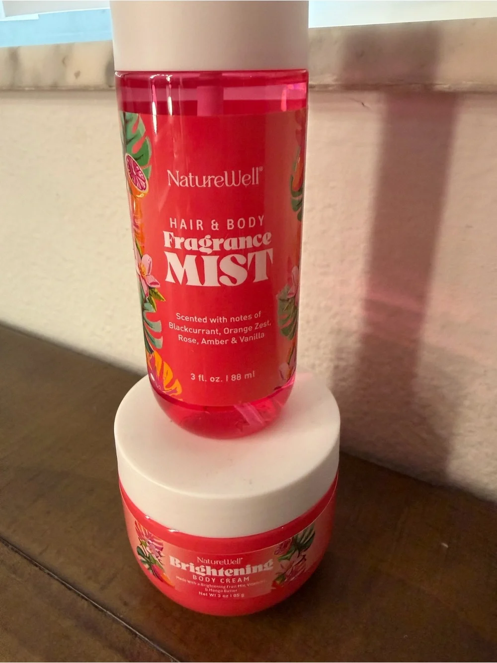 NatureWell hair & body fragrance mist and brightening body cream new